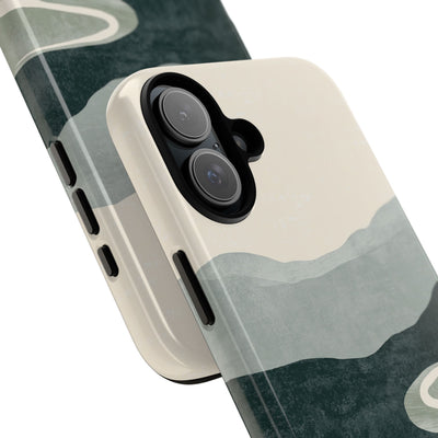 Green Tough Phone Case for iPhone - Misty Sage Valley