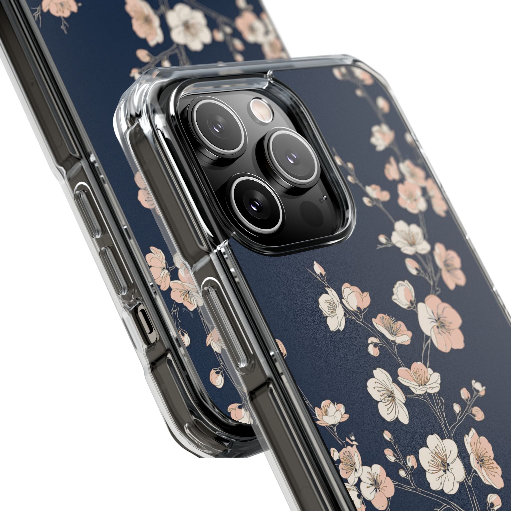 Blue Impact MagSafe Phone Case for iPhone - Midnight Peach Sakura