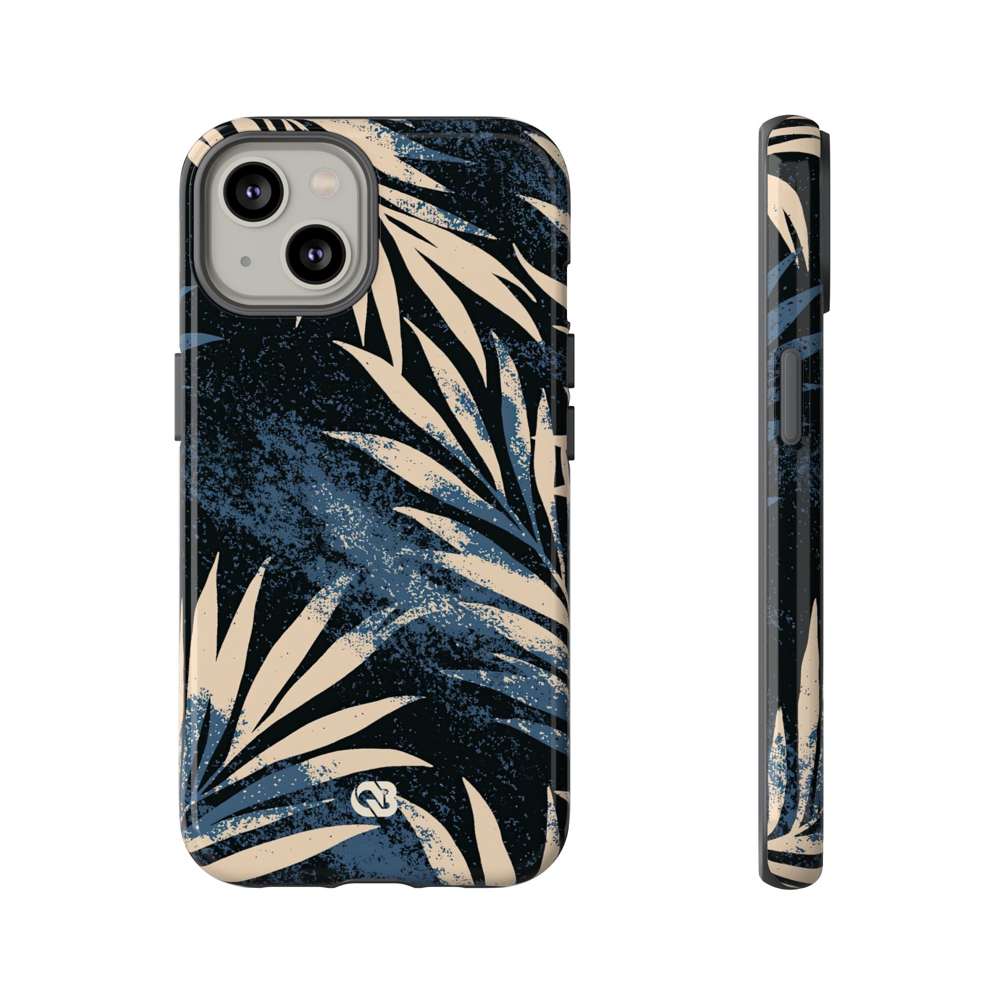 Blue Tough Phone Case for iPhone - Midnight Indigo Palm