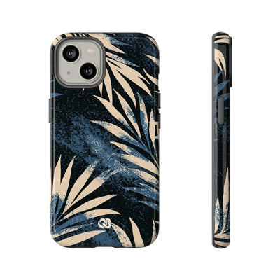 Blue Tough Phone Case for iPhone - Midnight Indigo Palm