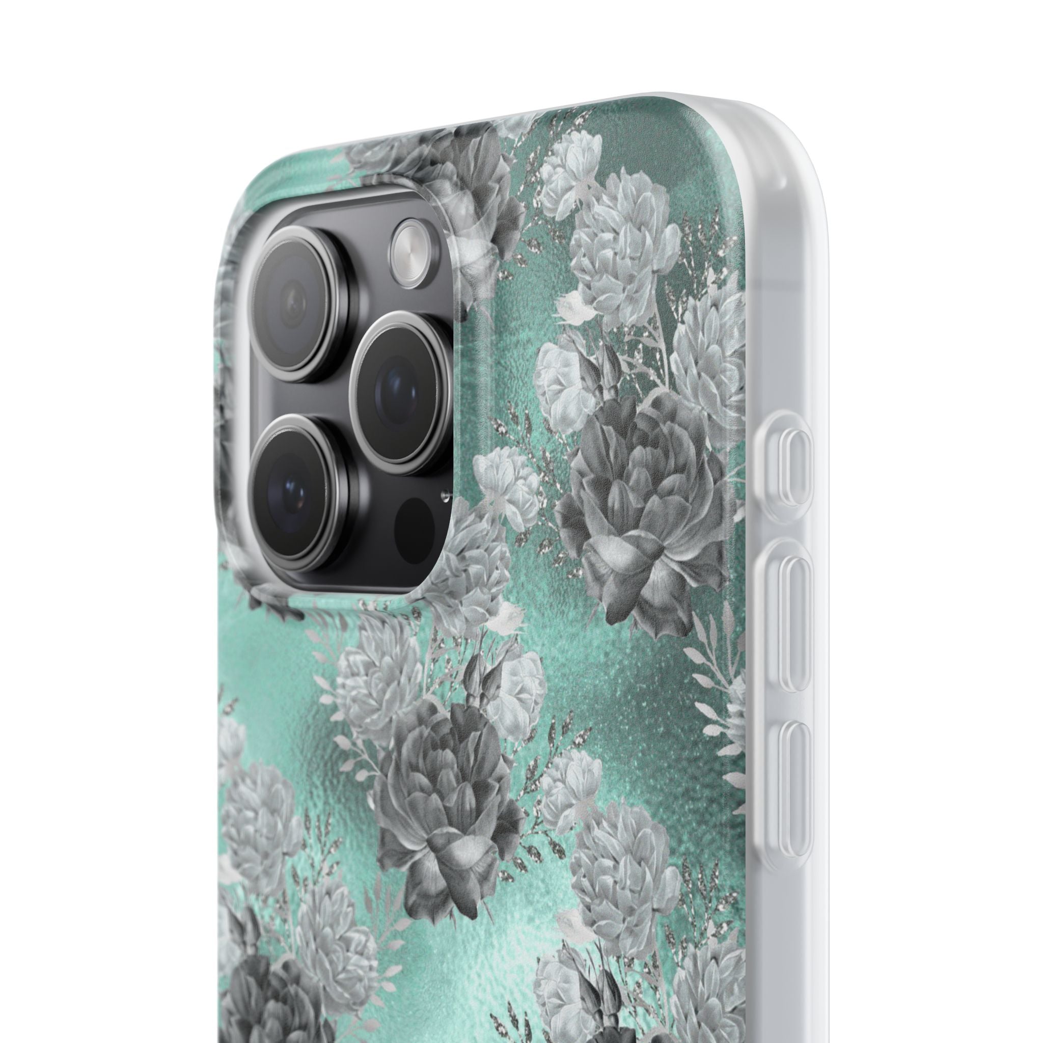 Frost Mint Floral · Soft Handyhülle für iPhone