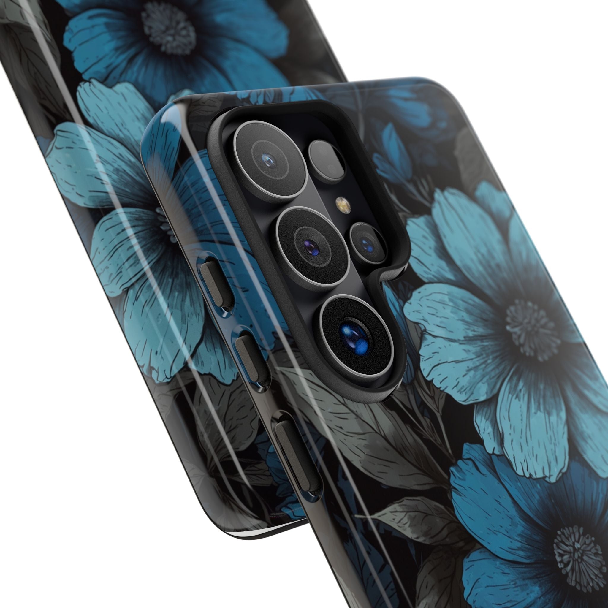 Obsidian Blue Petals · Tough Handyhülle für Samsung