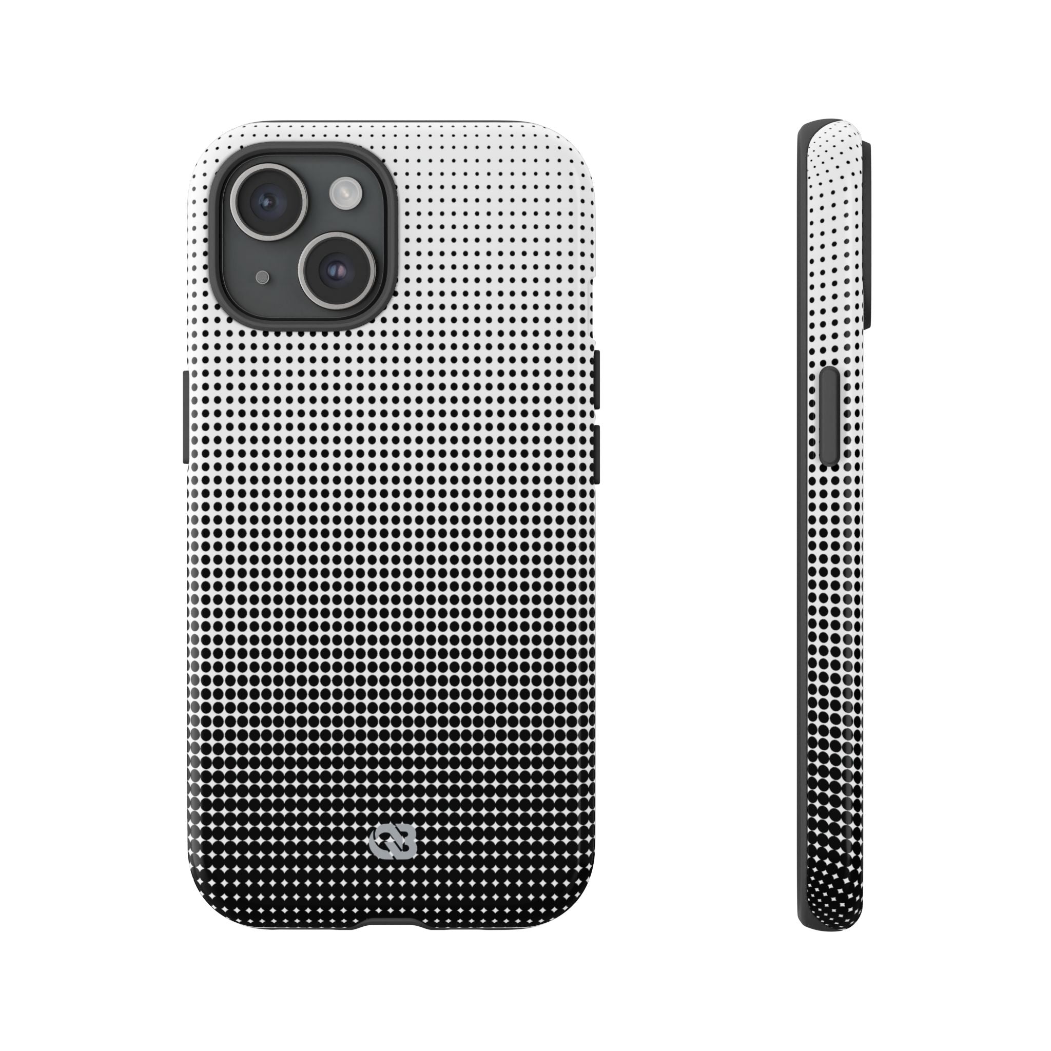 Black Tough Phone Case for iPhone - Obsidian Halftone Flux