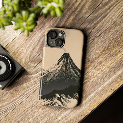 Beige Tough Phone Case for iPhone - Obsidian Ink Summit