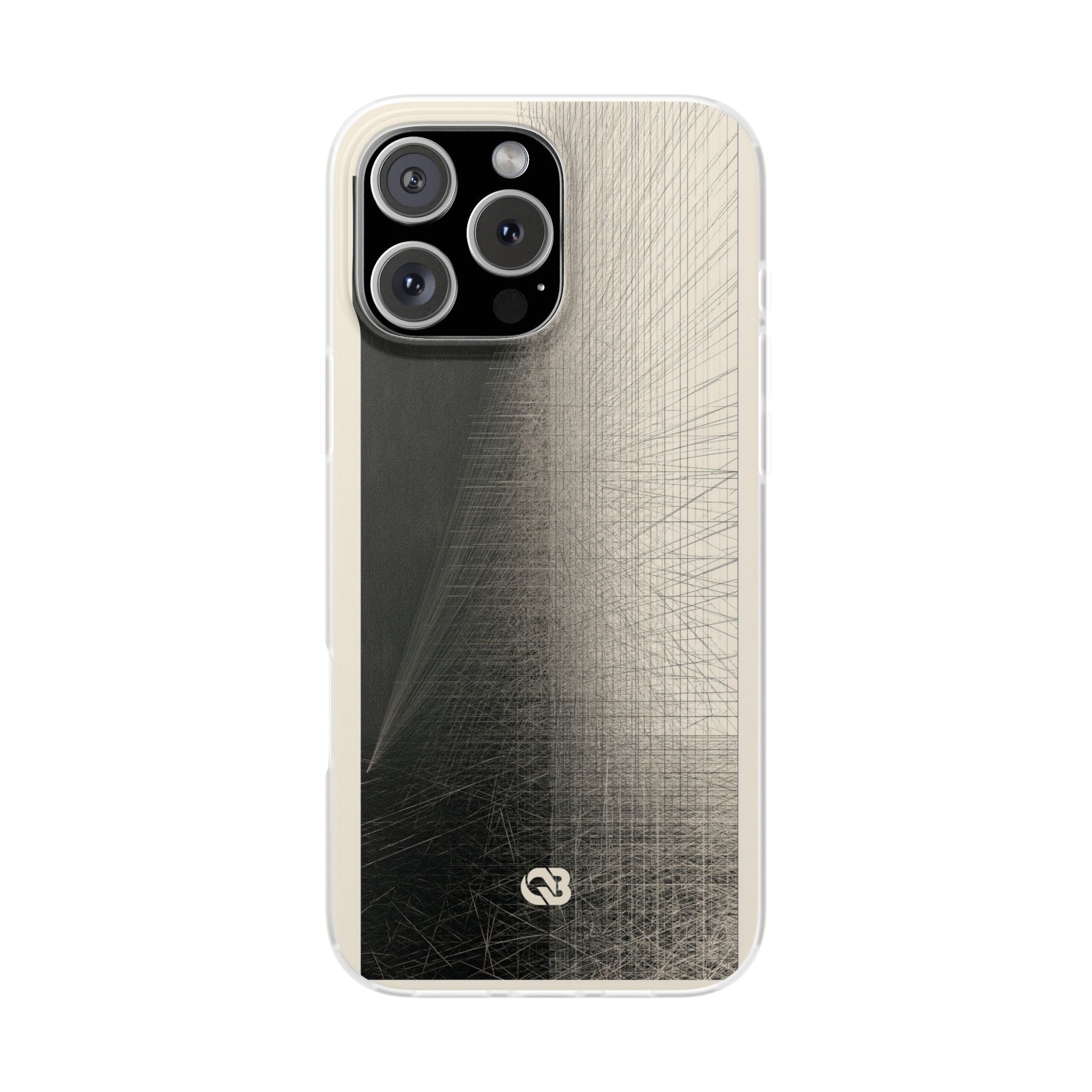 Beige Lite Phone Case for iPhone - Brutalist Graphite Grid