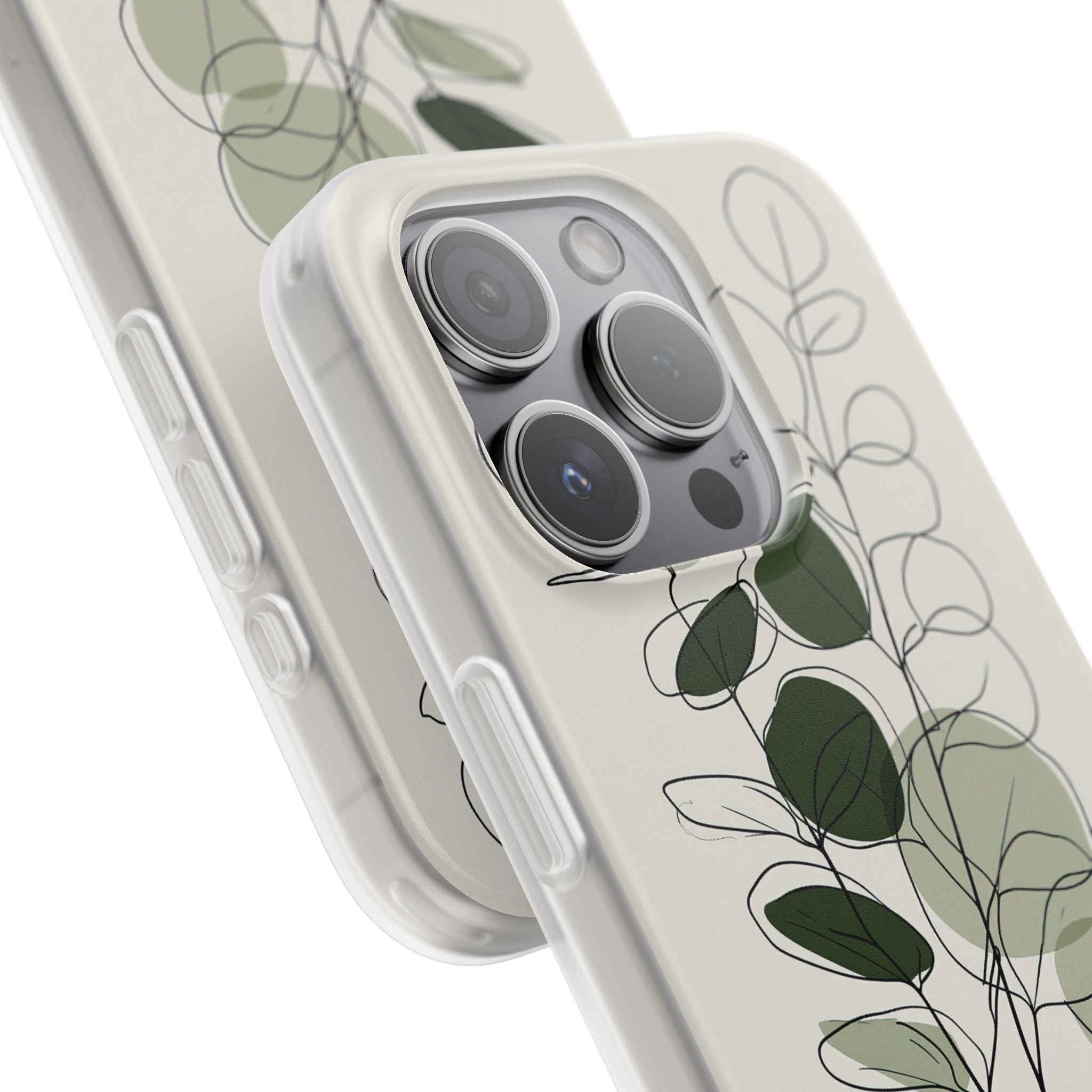 Green Lite Phone Case for iPhone - Muted Eucalyptus Sketch