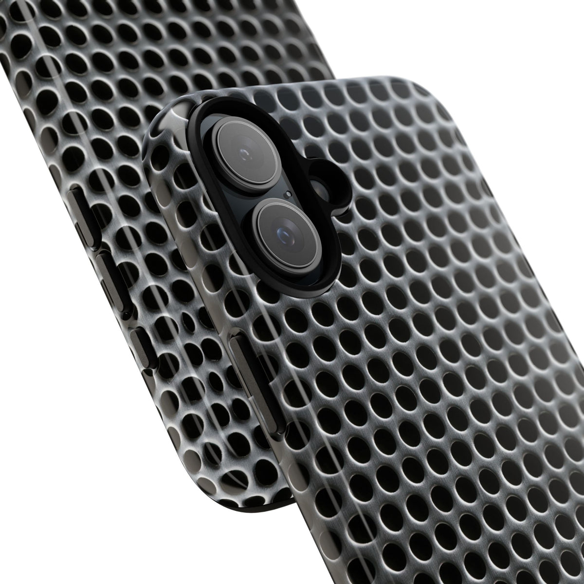 Brushed Perforated Steel · Tough Phone Case for iPhone · Silver