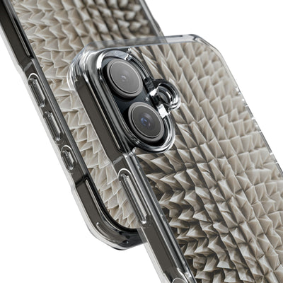 Beige Impact MagSafe Phone Case for iPhone - Bone Spiked Grid