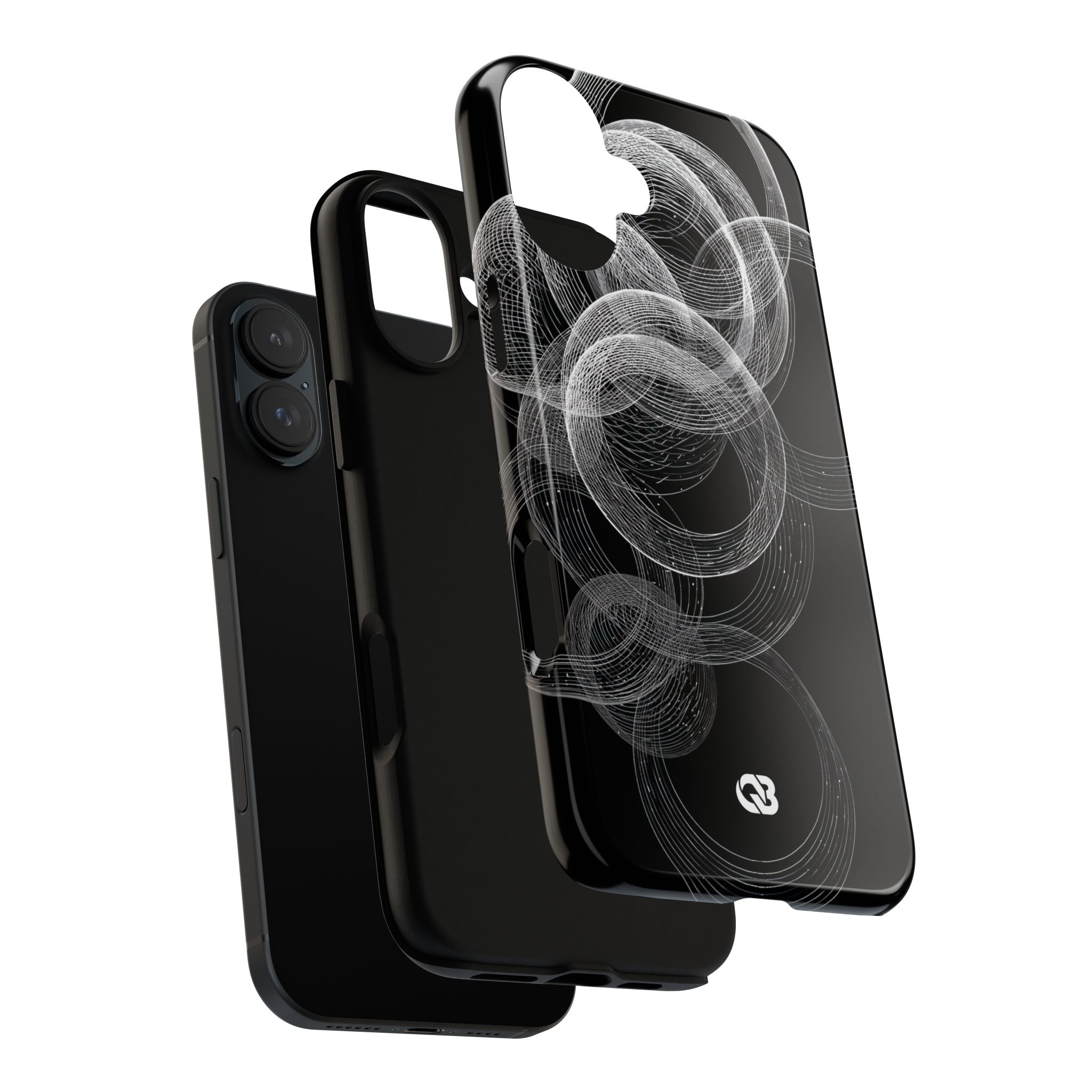 Black Tough Phone Case for iPhone - Kinetic Wireframe Orbit