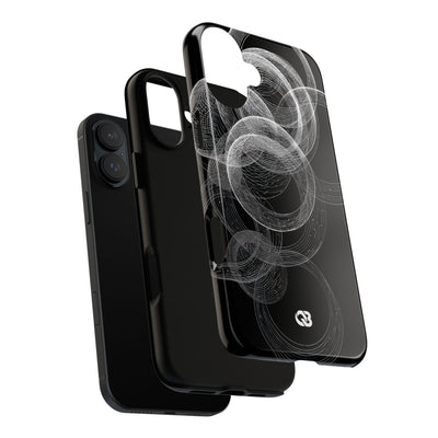 Black Tough Phone Case for iPhone - Kinetic Wireframe Orbit