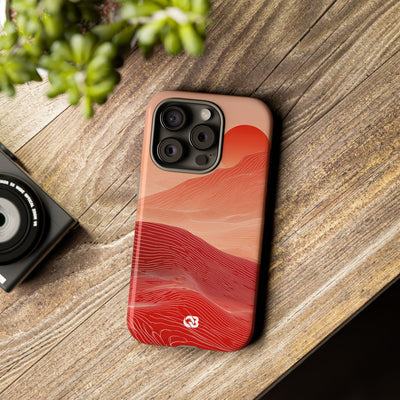 Red Tough Phone Case for iPhone - Crimson Ridge Lines