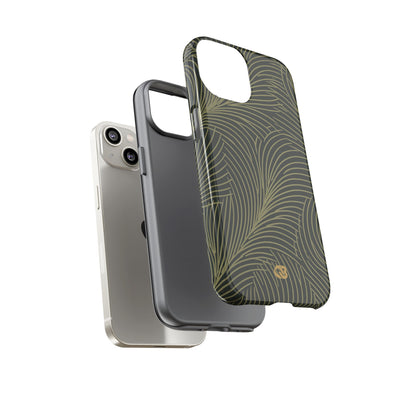 Green Tough Phone Case for iPhone - Dark Olive Plume