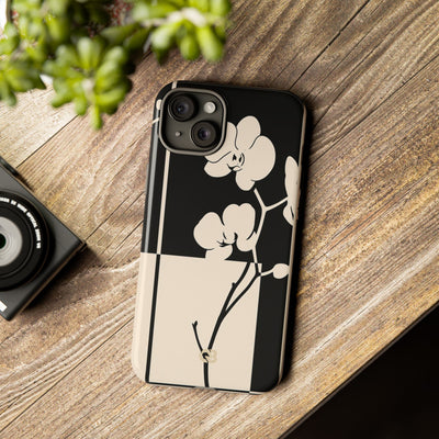Beige Tough Phone Case for iPhone - Nocturnal Orchid Frame