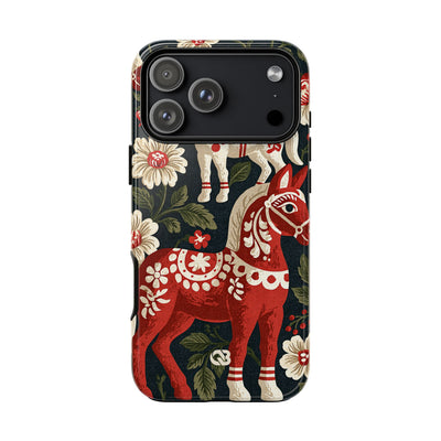 Nordic Dala Meadow · Tough Phone Case for iPhone · Red