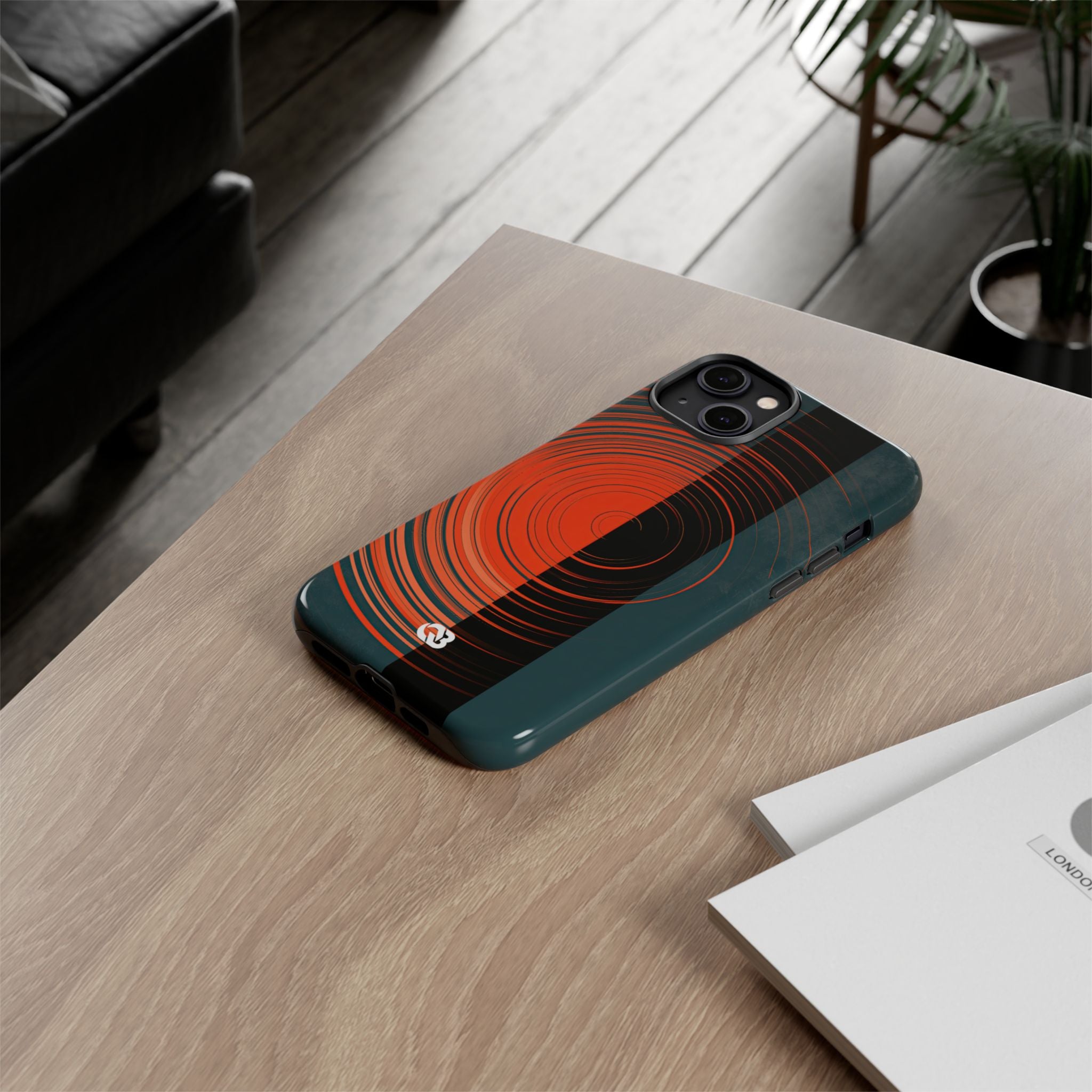 Teal Tough Phone Case for iPhone - Burnt Slate Radial