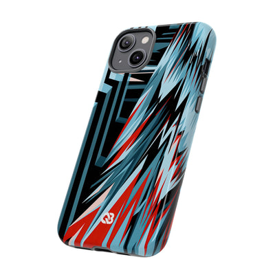 Blue Tough Phone Case for iPhone - Glitch Peak Cyan
