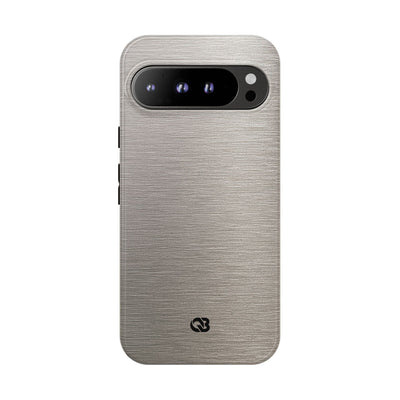 Grey Tough Phone Case for Google Pixel - Brushed Nickel Linen