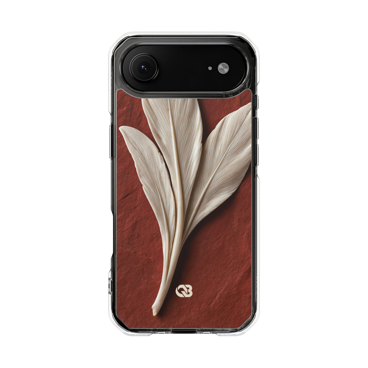 Carved Ivory Plume · Clear Impact Magnetic Phone Case for iPhone · Red