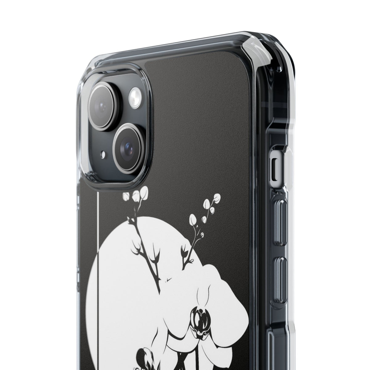 Nocturne Orchid Bloom · Clear Impact Magnetic Phone Case for iPhone ·  Black
