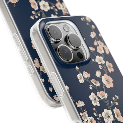 Blue Lite Phone Case for iPhone - Midnight Peach Sakura