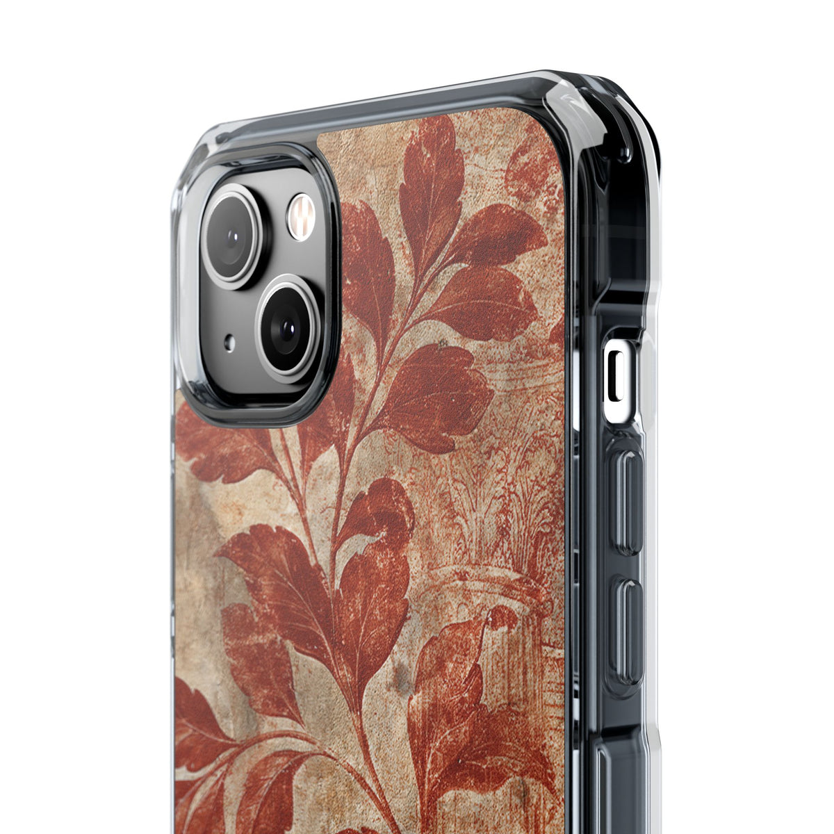 Terracotta Botanical Fresco · Clear Impact Magnetic Phone Case for iPhone · Red