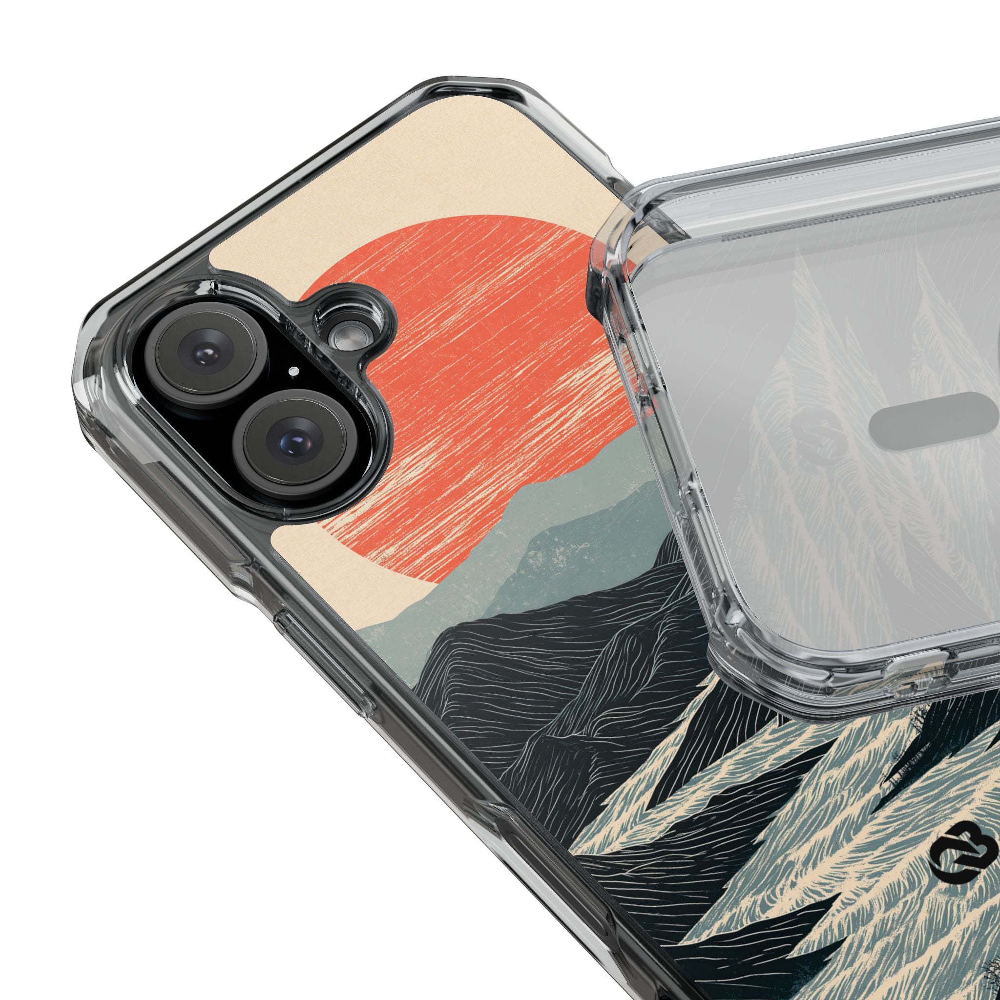 Beige Impact MagSafe Phone Case for iPhone - Crimson Ridge Flow