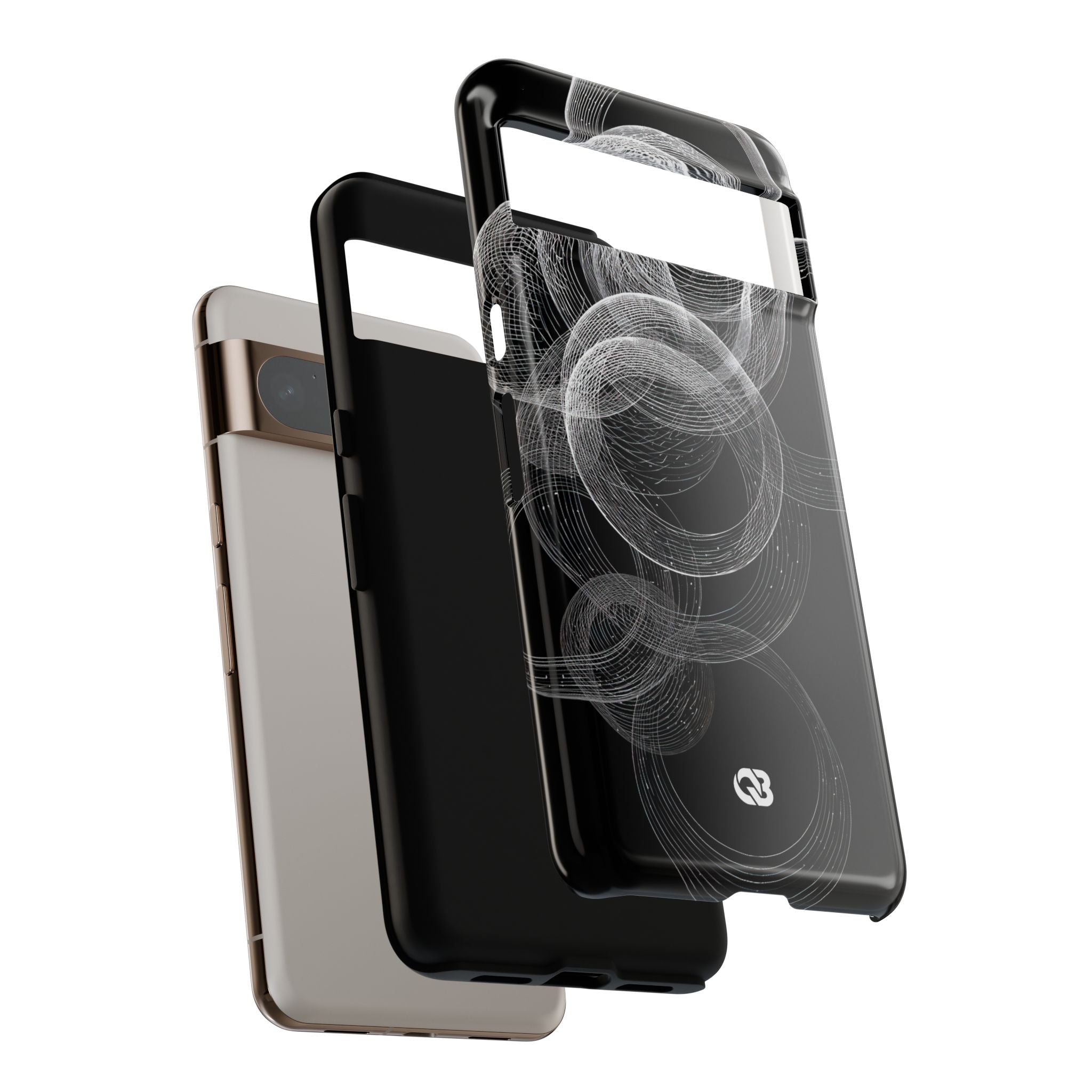 Black Tough Phone Case for Google Pixel - Kinetic Wireframe Orbit