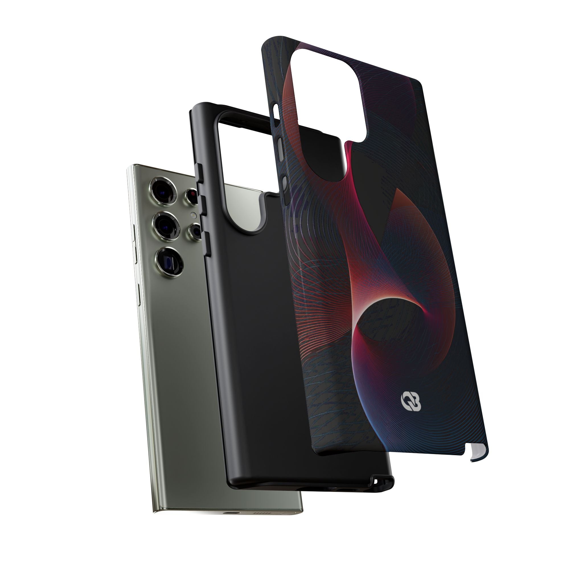 Black Tough Phone Case for Samsung - Cobalt Crimson Flux