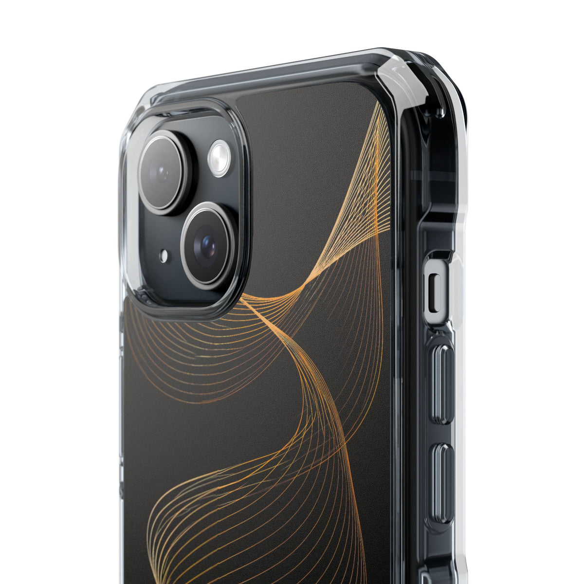 Golden Contour Flow · Clear Impact Magnetic Phone Case for iPhone · Black