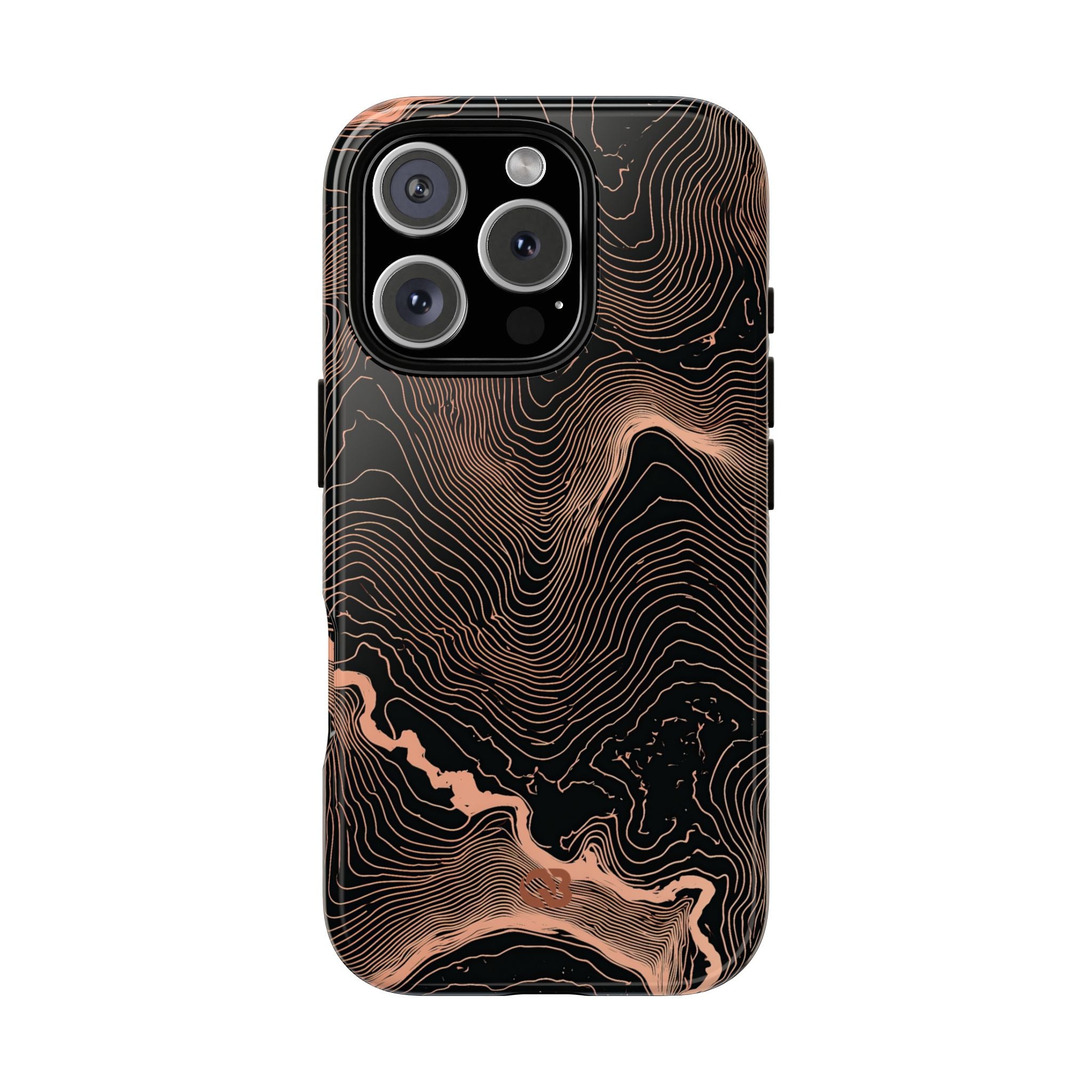 Orange Tough Phone Case for iPhone - Salmon Ridge Topo
