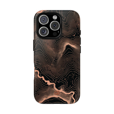 Orange Tough Phone Case for iPhone - Salmon Ridge Topo