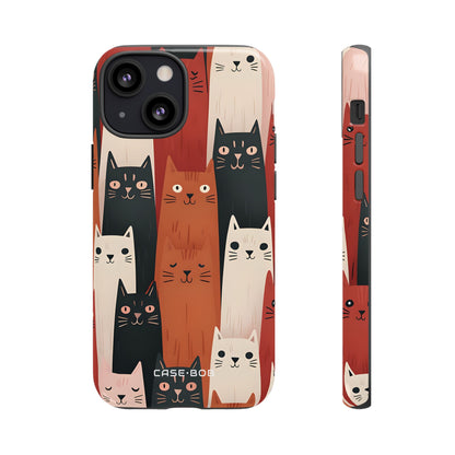 Elongated Cats Zwart iPhone 13 Mini Case - Tough
