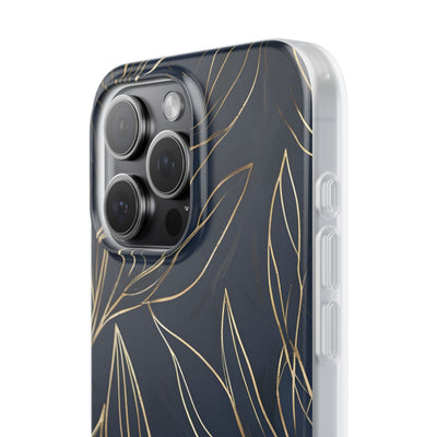Gilded Navy Foliage · Soft Phone Case for iPhone