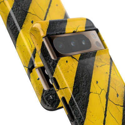 Cracked Hazard Stripes · Tough Phone Case for Google Pixel