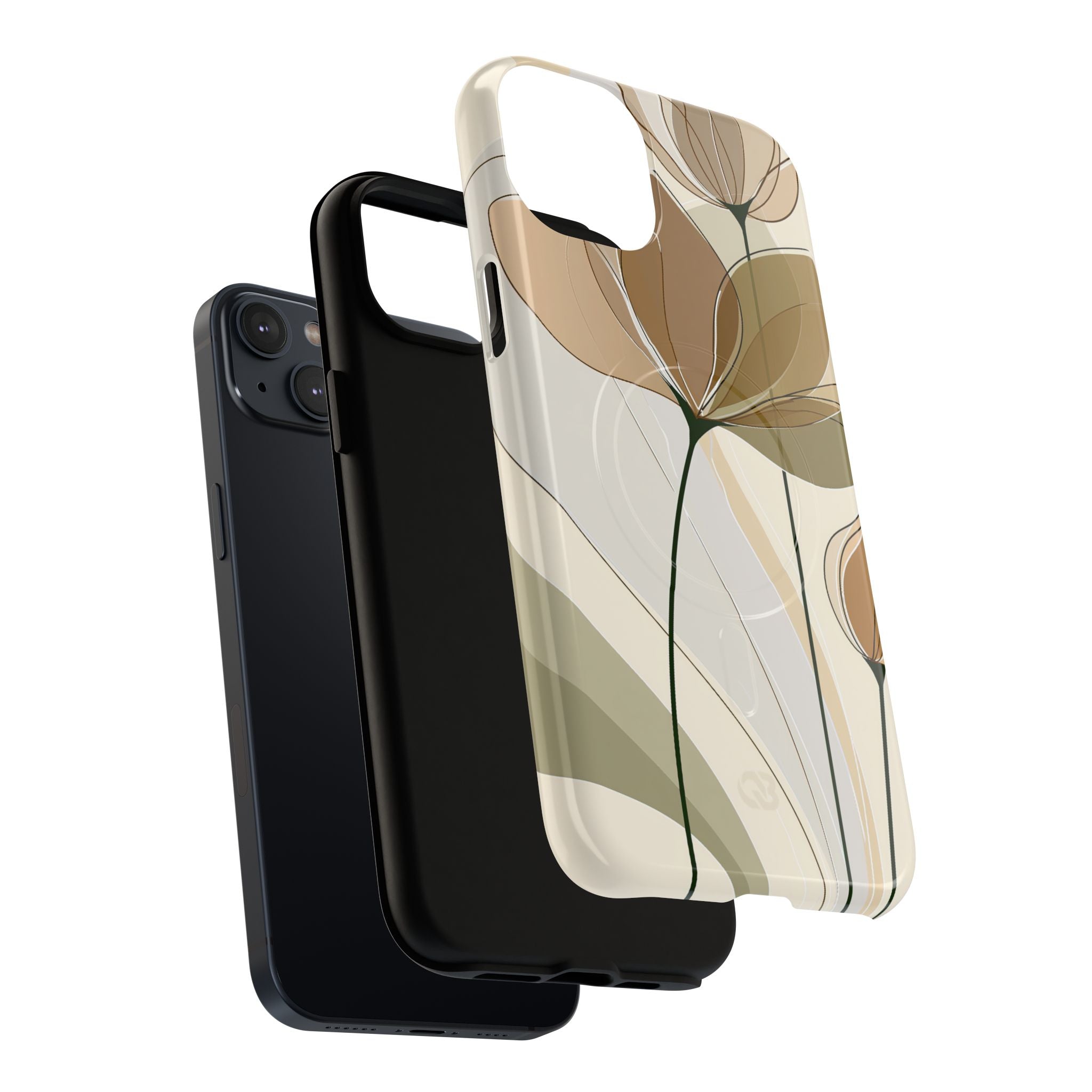 Beige Tough 2.0 Magsafe Phone Case for iPhone - Muted Ochre Petals