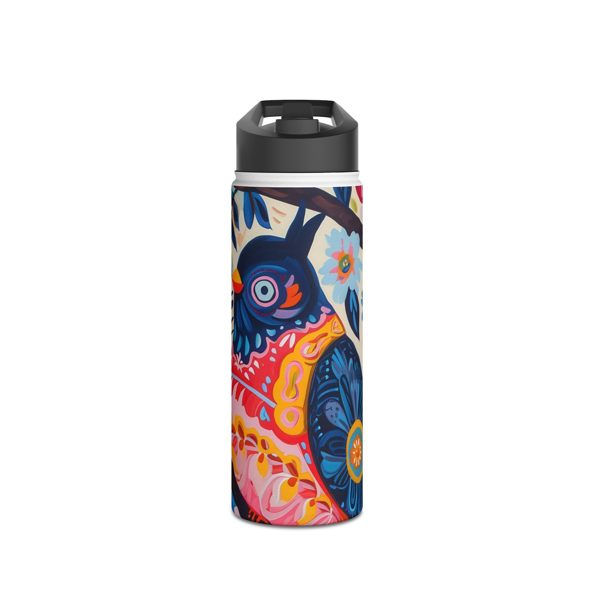 Ornate Owl Bloom - Stainless Steel Water Bottle