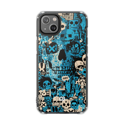Electric Skull Graffiti · Clear Impact Magnetic Phone Case for iPhone · Blue