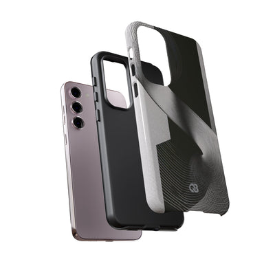 Grey Tough Phone Case for Samsung - Obsidian Moiré Wave