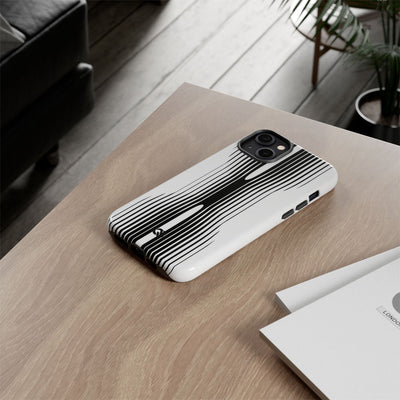White Tough Phone Case for iPhone - Kinetic Mono Distortion