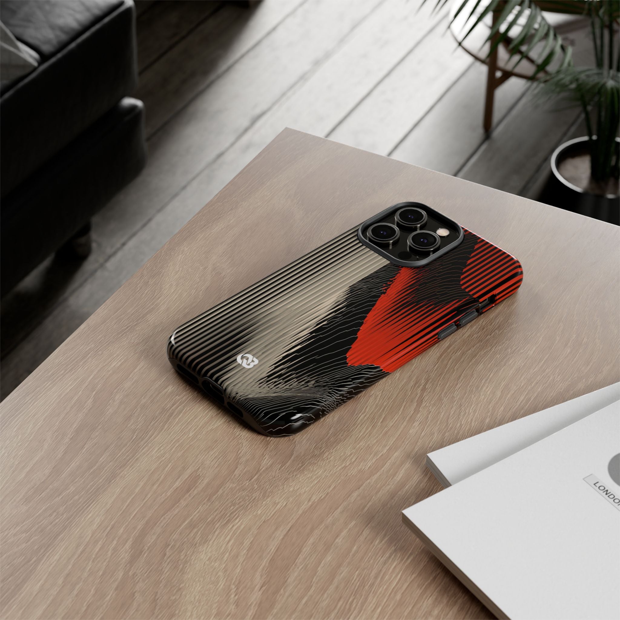 Red Tough Phone Case for iPhone - Crimson Pulse Topo