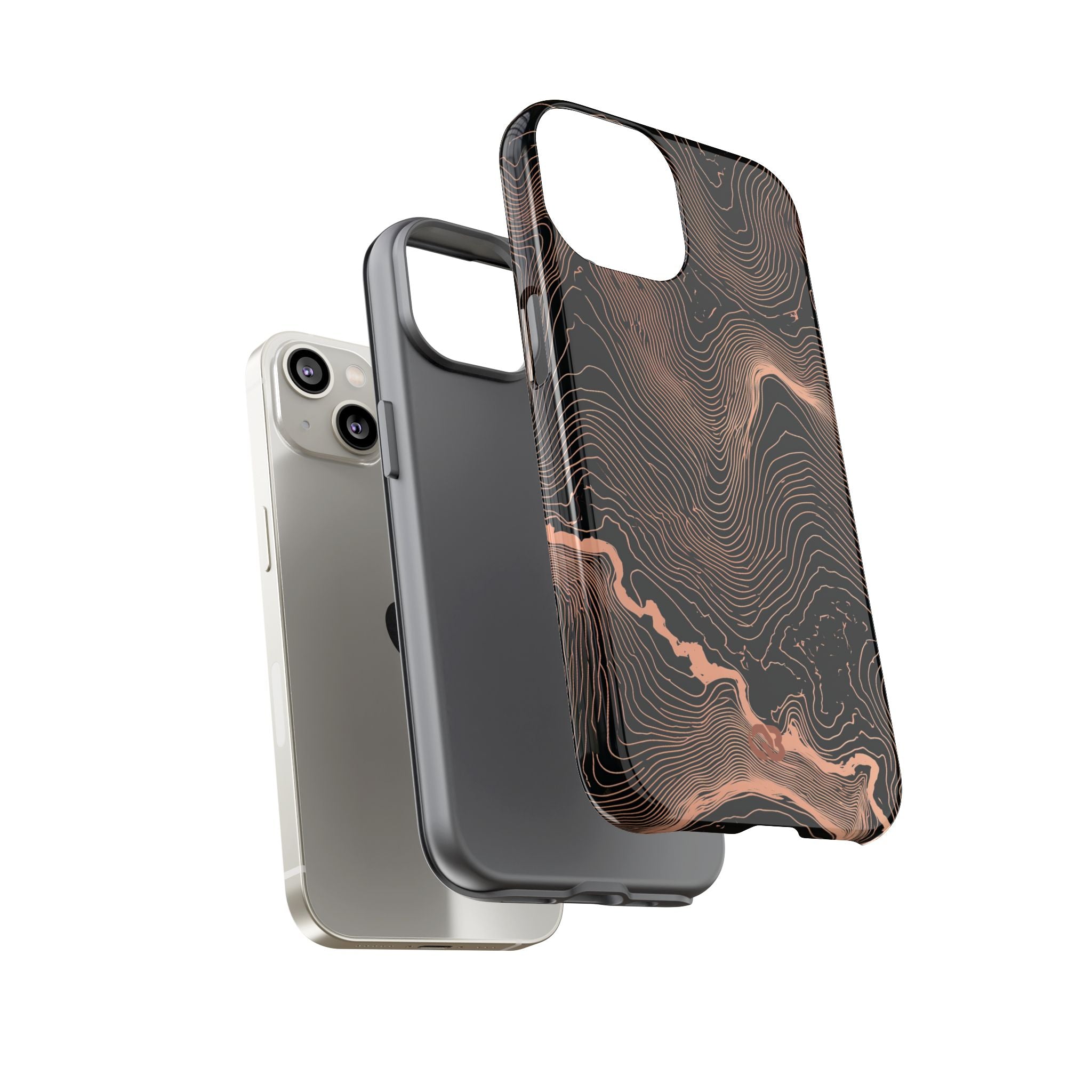 Orange Tough Phone Case for iPhone - Salmon Ridge Topo