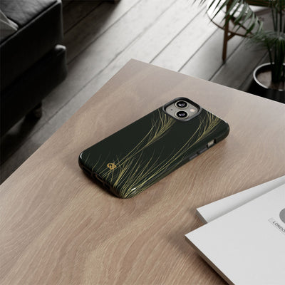 Green Tough Phone Case for iPhone - Midnight Gilded Grass