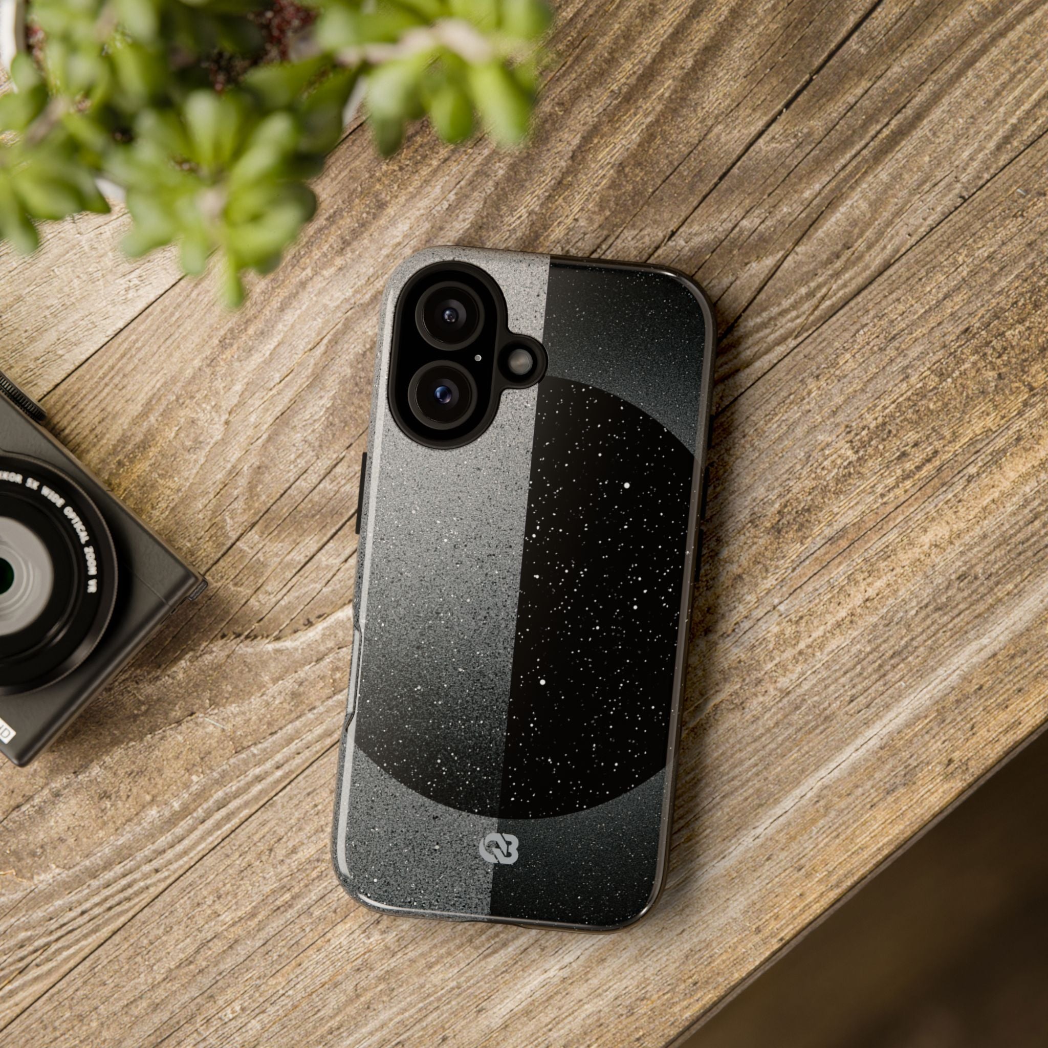 Black Tough Phone Case for iPhone - Lunar Static Orbit