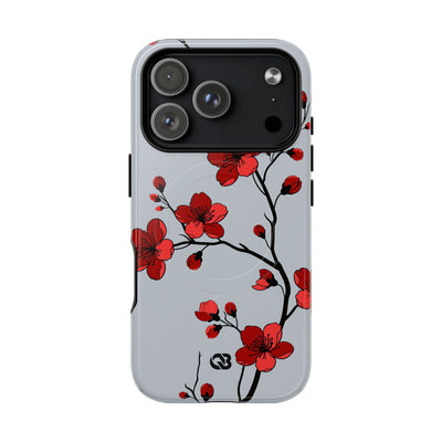 Grey Tough 2.0 Magsafe Phone Case for iPhone - Crimson Blossom Onyx