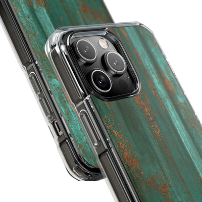 Teal Impact MagSafe Phone Case for iPhone - Verdigris Copper Siding
