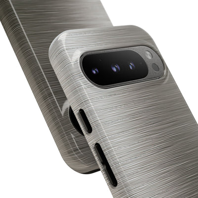 Grey Tough Phone Case for Google Pixel - Brushed Industrial Steel