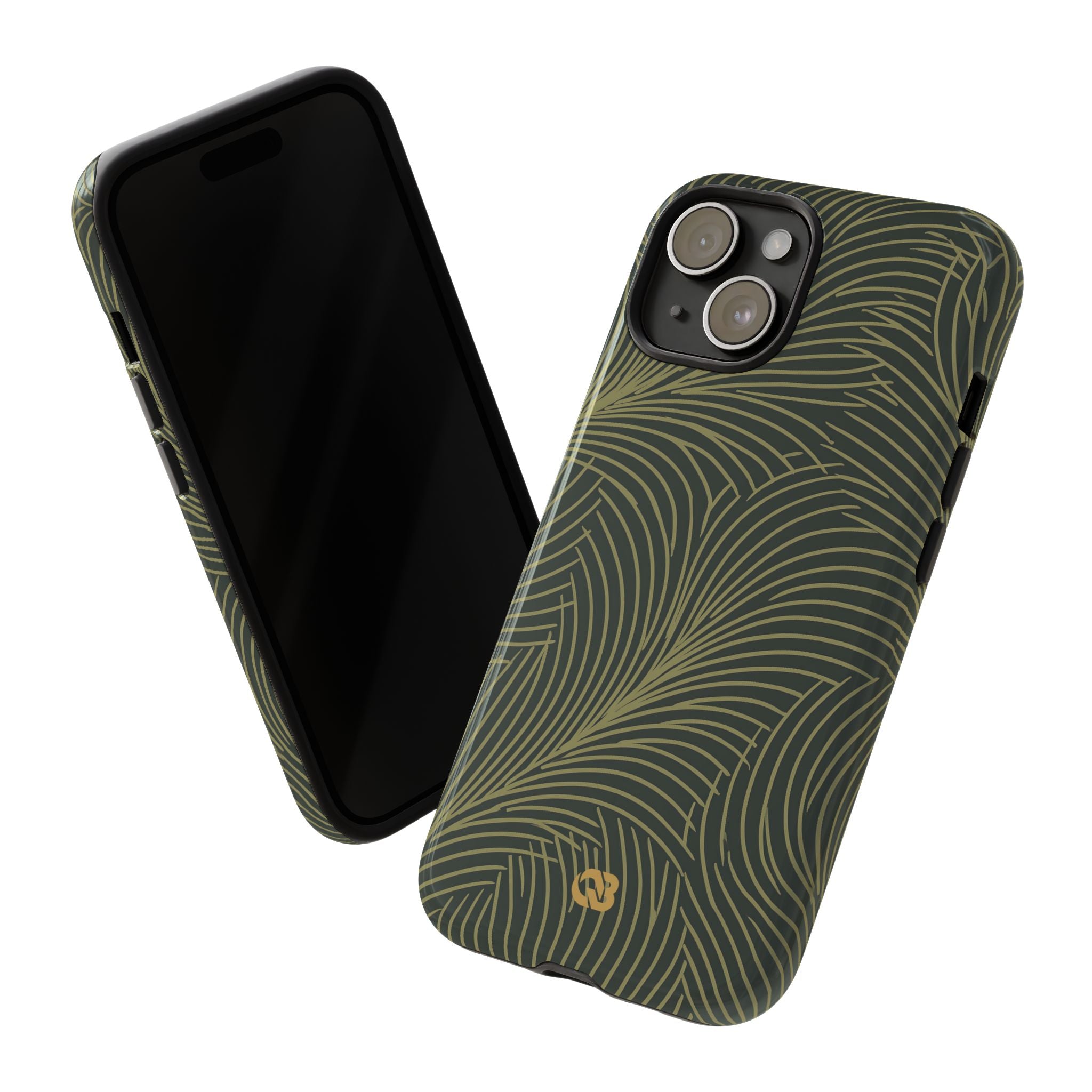 Green Tough Phone Case for iPhone - Dark Olive Plume