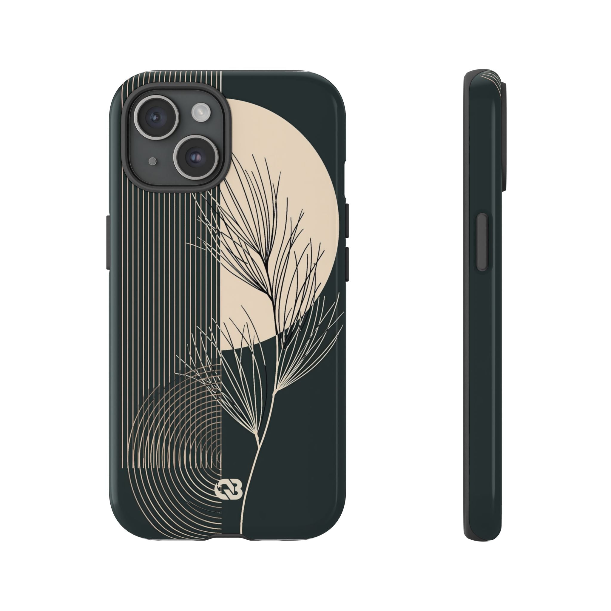 Black Tough Phone Case for iPhone - Obsidian Sand Willow