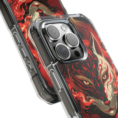Crimson Kitsune Spirit · Clear Impact Magnetic Phone Case for iPhone · Red