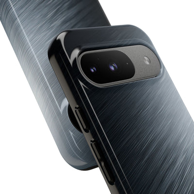 Grey Tough Phone Case for Google Pixel - Charcoal Brushed Steel